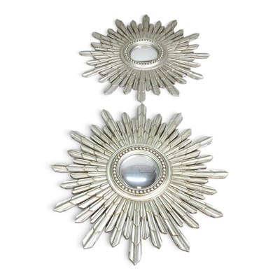 Lot 251 - A silver painted sunburst wall mirror, 104cm...