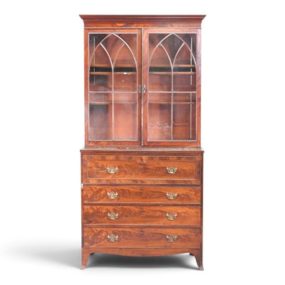 Lot 379 - A 19th century mahogany secretaire bookcase,...