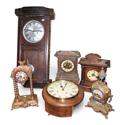 Lot 559 - A French gilt metal portico clock, together...
