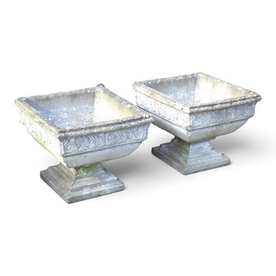 Lot 164 - A pair of large cast stone garden pots, each...