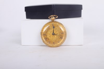 Lot 3 - An 18 carat gold pocket watch, the ornate dial...