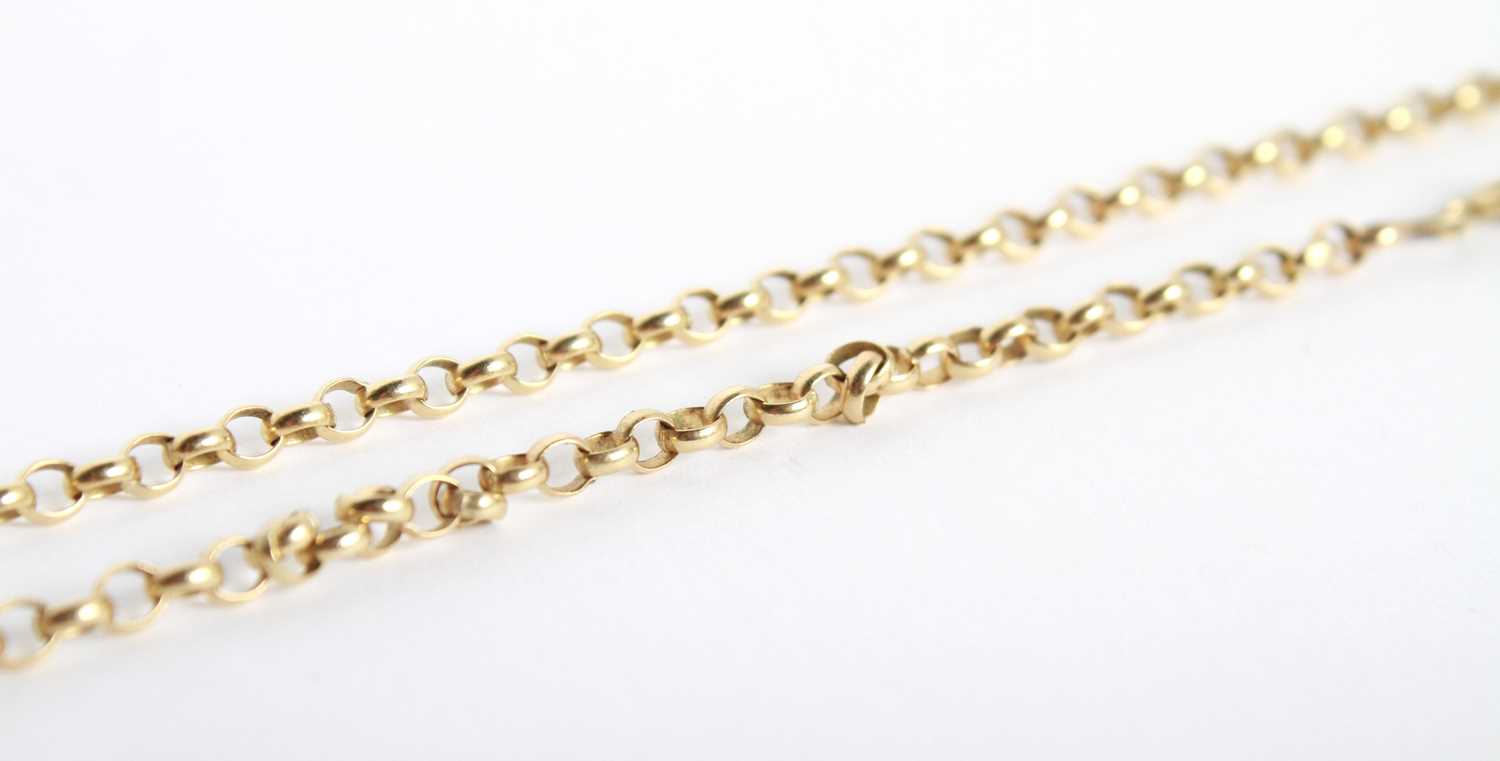 Lot 16 - A 9 carat gold belcher link chain, 12.6g, 65cm