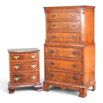 Lot 294 - A mid 20th century walnut chest on chest, of...