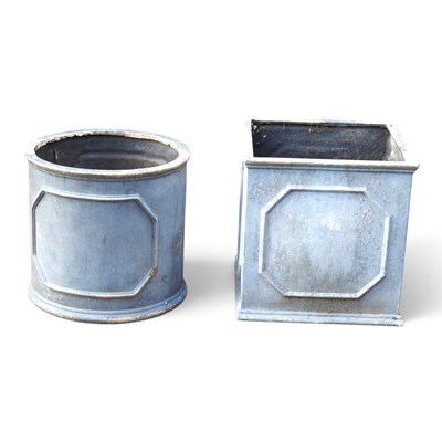 Lot 258 - A large slate effect composition garden pot,...