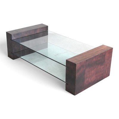 Lot 265 - A modern glass two tier coffee table, on...