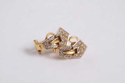 Lot 12 - A pair of 18 carat gold and diamond cluster...