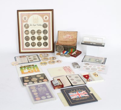 Lot 150 - A collection of coins, lighters and medals