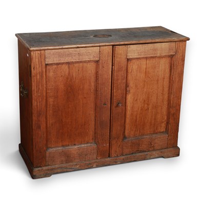 Lot 726 - An oak campaign type cupboard with key H76 /...