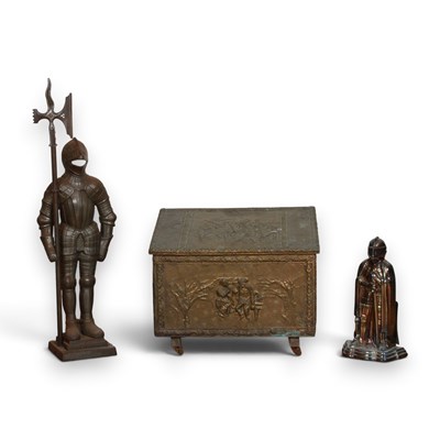 Lot 777 - A brass fire depot and a two cast iron fire...