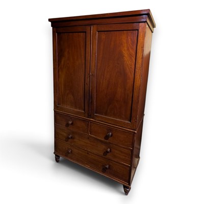 Lot 686 - A late 19th century mahogany linen press,...