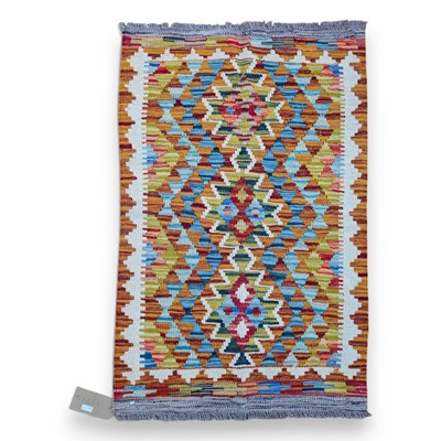 Lot 744 - A Chobi kilim rug, 95x61cm