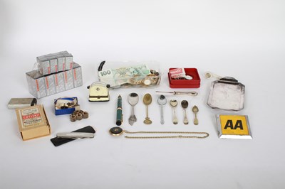 Lot 858 - A box of mixed coins, cutlery and watches