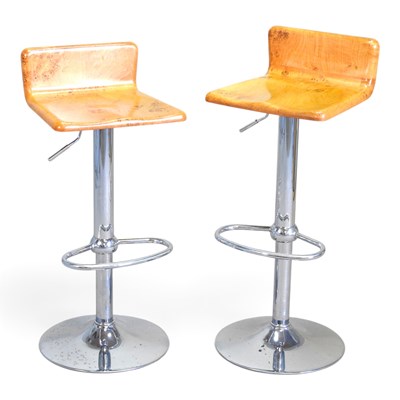 Lot 288 - A pair of modern adjustable bar stools, each...