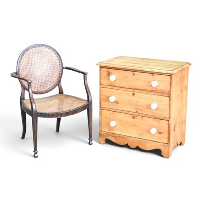 Lot 573 - An antique pine chest of small proportions,...