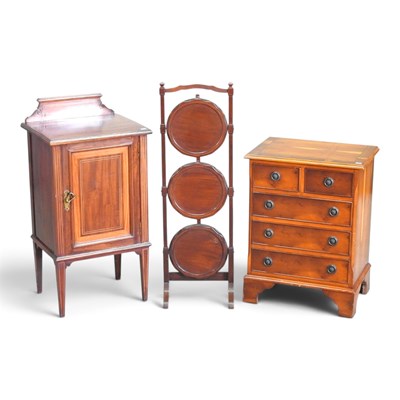 Lot 575 - An Edwardian inlaid pot cupboard, 42cm wide,...