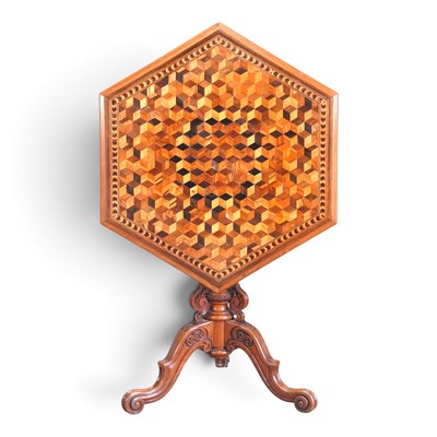 Lot 135 - A good Edwardian parquetry occasional table,...