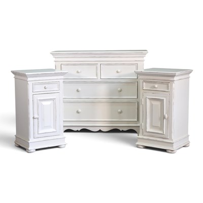 Lot 132 - A pair of modern cream painted bedside...