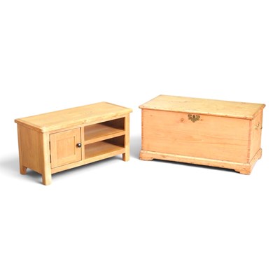Lot 503 - An antique pine blanket box, with a hinged lid,...