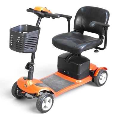 Lot 234 - An orange electric mobility scooter, with charger