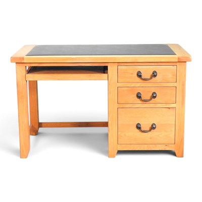 Lot 520 - A modern light oak single pedestal desk, with...