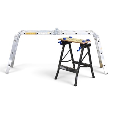 Lot 420 - A folding extending aluminium step ladder,...