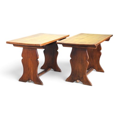 Lot 363 - A small mid 20th century elm refectory dining...