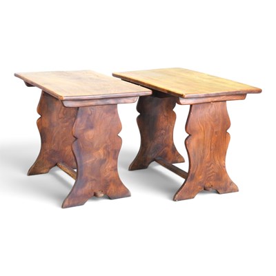 Lot 301 - A small mid 20th century elm refectory dining...