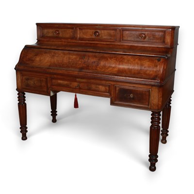 Lot 676 - A 19th century burr walnut writing desk,...