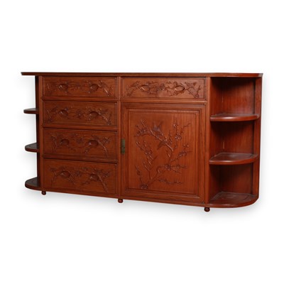 Lot 699 - A Chinese carved hardwood sideboard, 91 x 186...