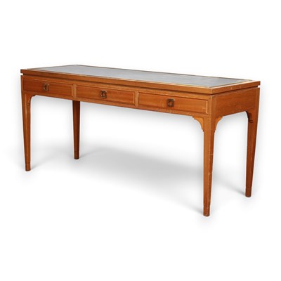 Lot 776 - A Chinese hardwood writing desk with brass...