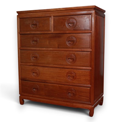 Lot 710 - A Chinese hardwood chest of drawers, 122 x 102...