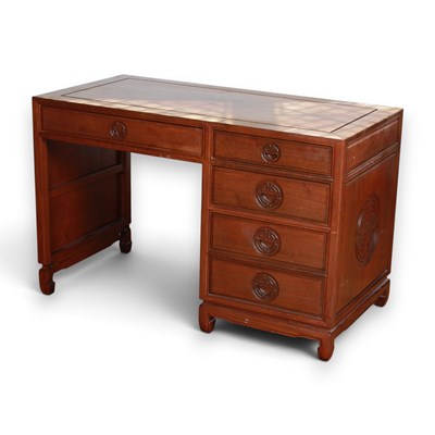 Lot 711 - A Chinese hardwood desk, 77 x 122 x 61cm