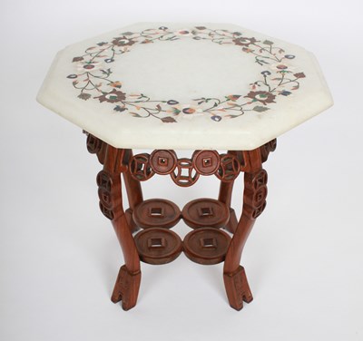 Lot 760 - A Chinese marble topped lamp table, of...