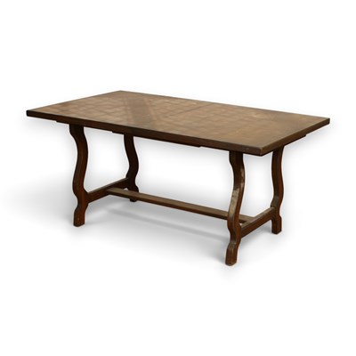 Lot 799 - A dark oak dining table, 74 x 179 x 91cm