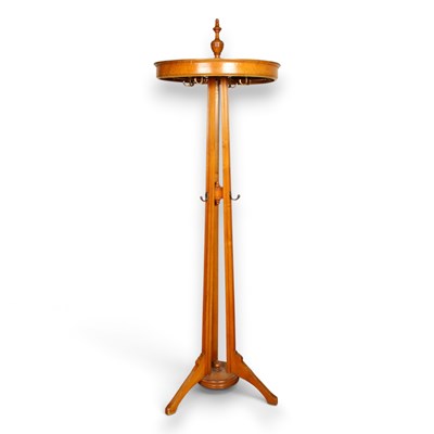 Lot 677 - An Edwardian oak coat stand having an internal...