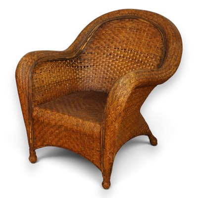 Lot 829 - A large wicker armchair, 80cm
