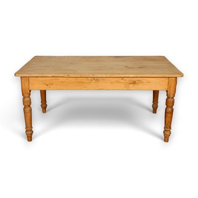 Lot 803 - A Victorian pine kitchen farmhouse table,...