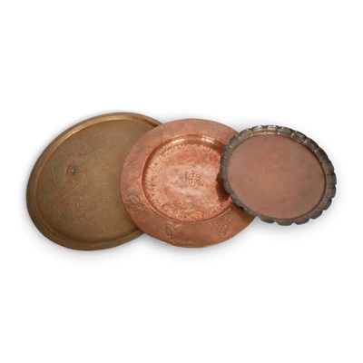 Lot 430 - An Arts and Crafts copper charger together...