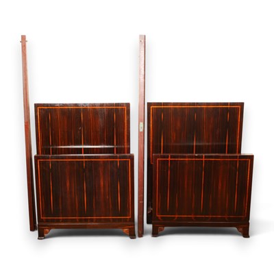Lot 413 - A pair of Art Deco cocobolo wood single bed...