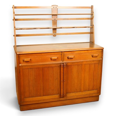 Lot 837 - A mid century oak kitchen dresser, 126cm