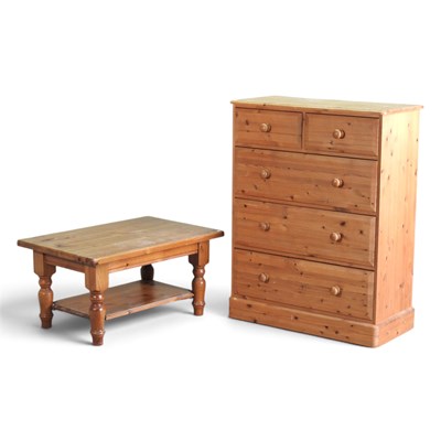 Lot 487 - A modern pine chest of drawers, together with...