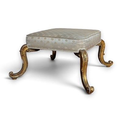 Lot 708 - A Rococo style gilt wood stool, on splayed...
