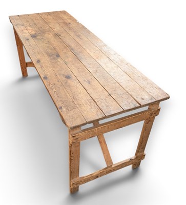 Lot 820 - A vintage pine long folding table