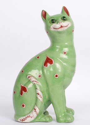 Lot 375 - A French faience model of a seated cat, in the...