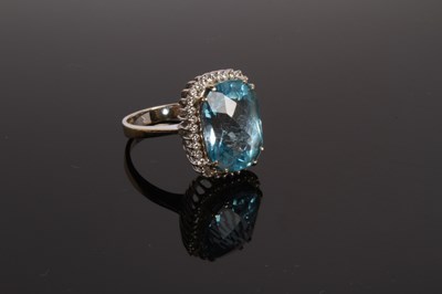 Lot 2 - An 18 carat white gold aquamarine and diamond...