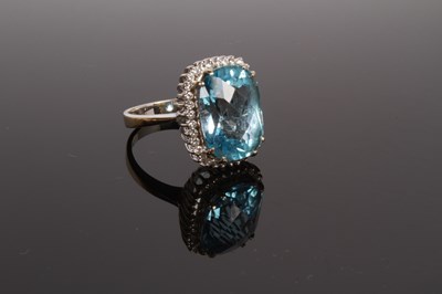 Lot 2 - An 18 carat white gold aquamarine and diamond...
