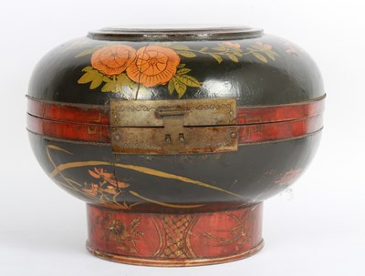Lot 283 - A Chinese lacquered circular wedding box