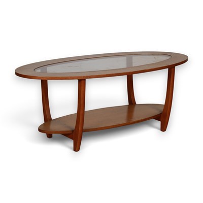 Lot 388 - A mid century Scandinavian teak and glass oval...