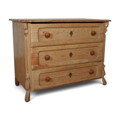 Lot 795 - A Victorian stripped pine chest of drawers,...