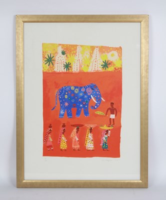 Lot 530 - Christopher Corr (b.1955), 'Blue Holi Elephant'...